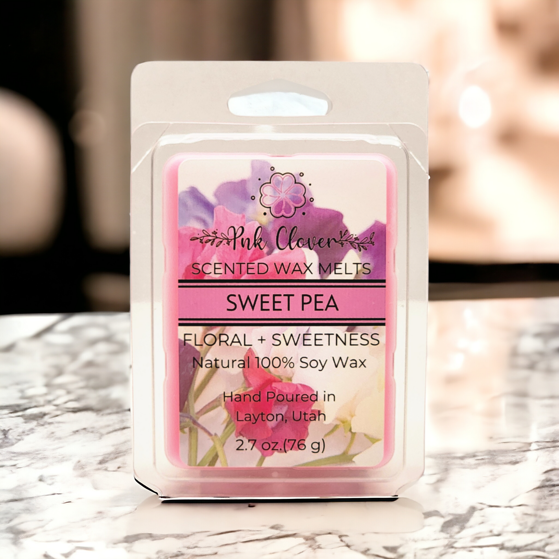 Sweet Pea - Wax Melt by Pnk Clover | Sweet Pea Wax Melts | Floral and Fruity Fragrance | Natural Soy Wax