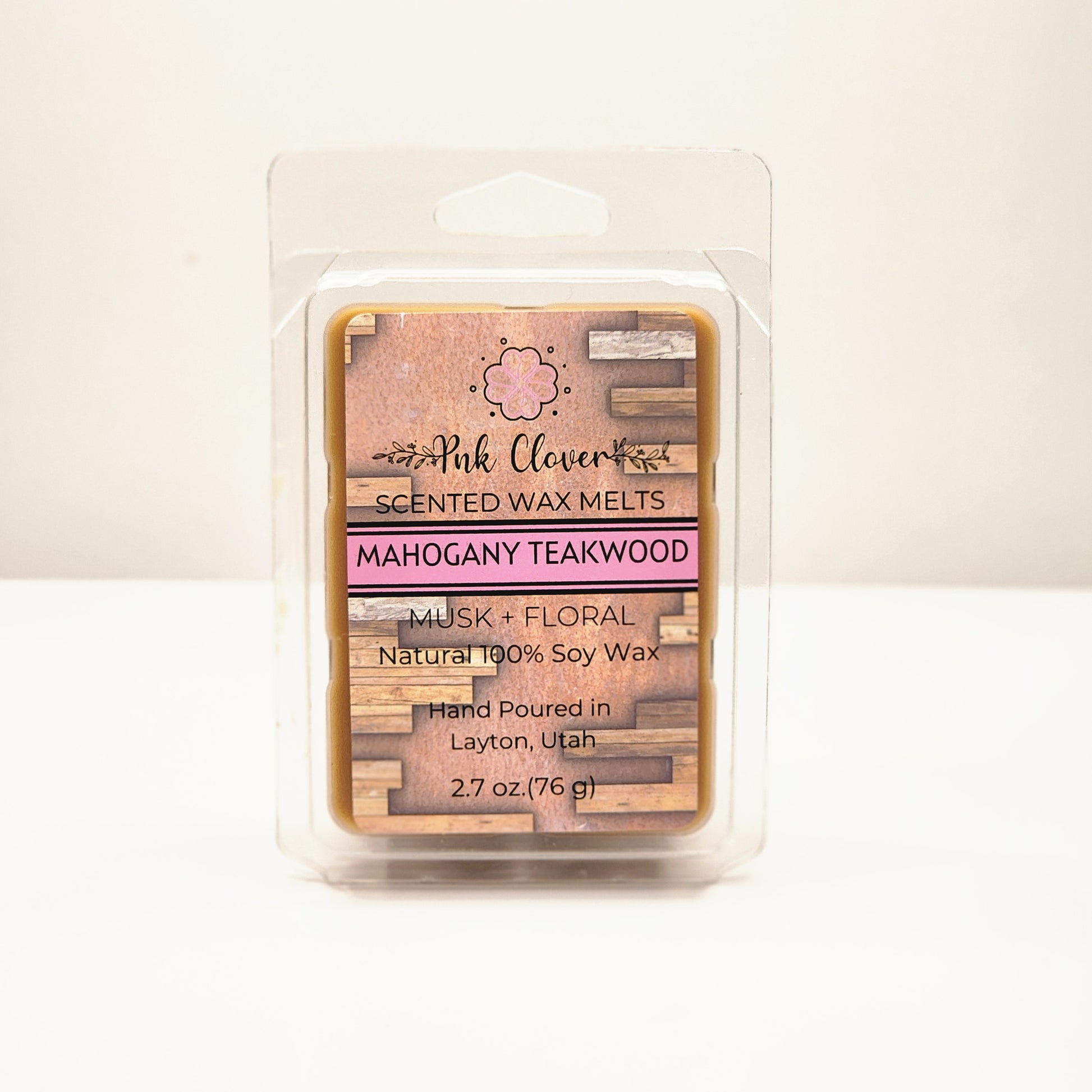 Mahogany Teakwood - Wax Melt by Pnk Clover | Mahogany Teakwood Wax Melts | Luxurious Wood Scent | Soy Wax Melt