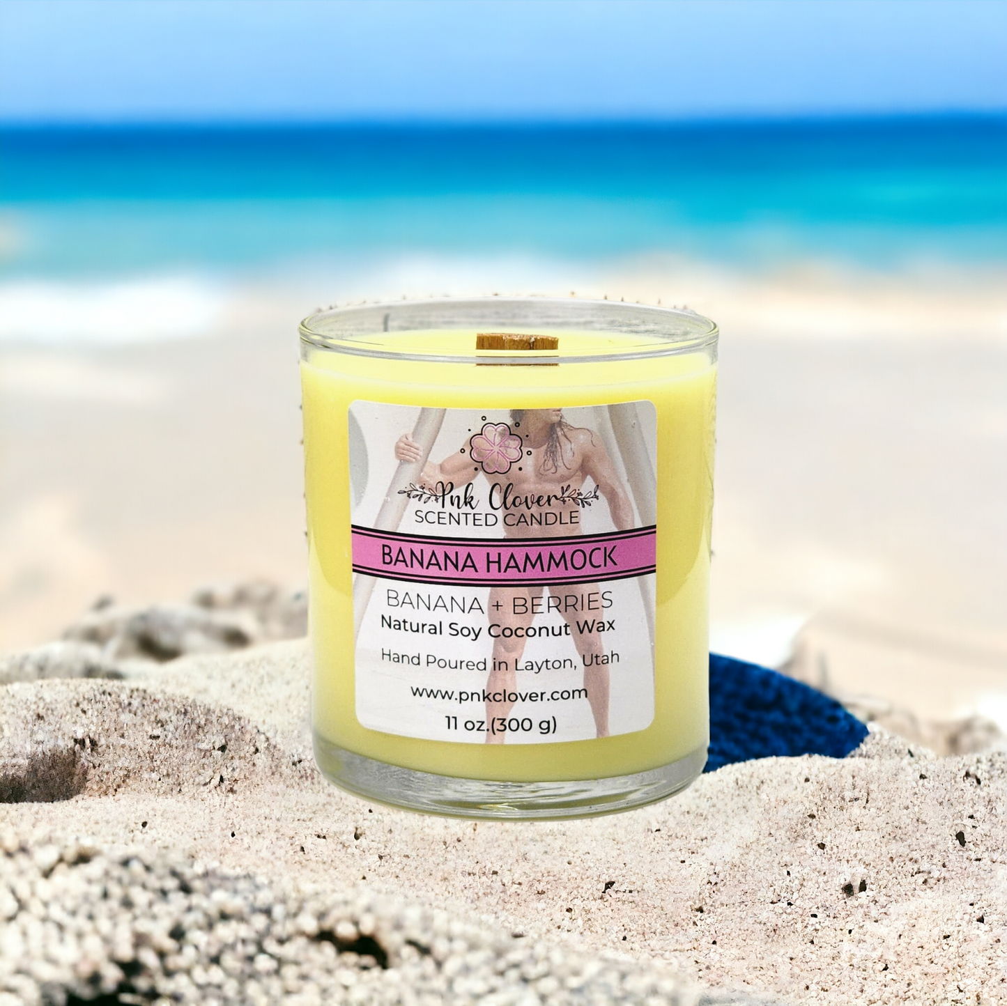 Banana Hammock - Candles by Pnk Clover | Banana Hammock Scented Candle | 11oz Glass Jar - Pnk Clover