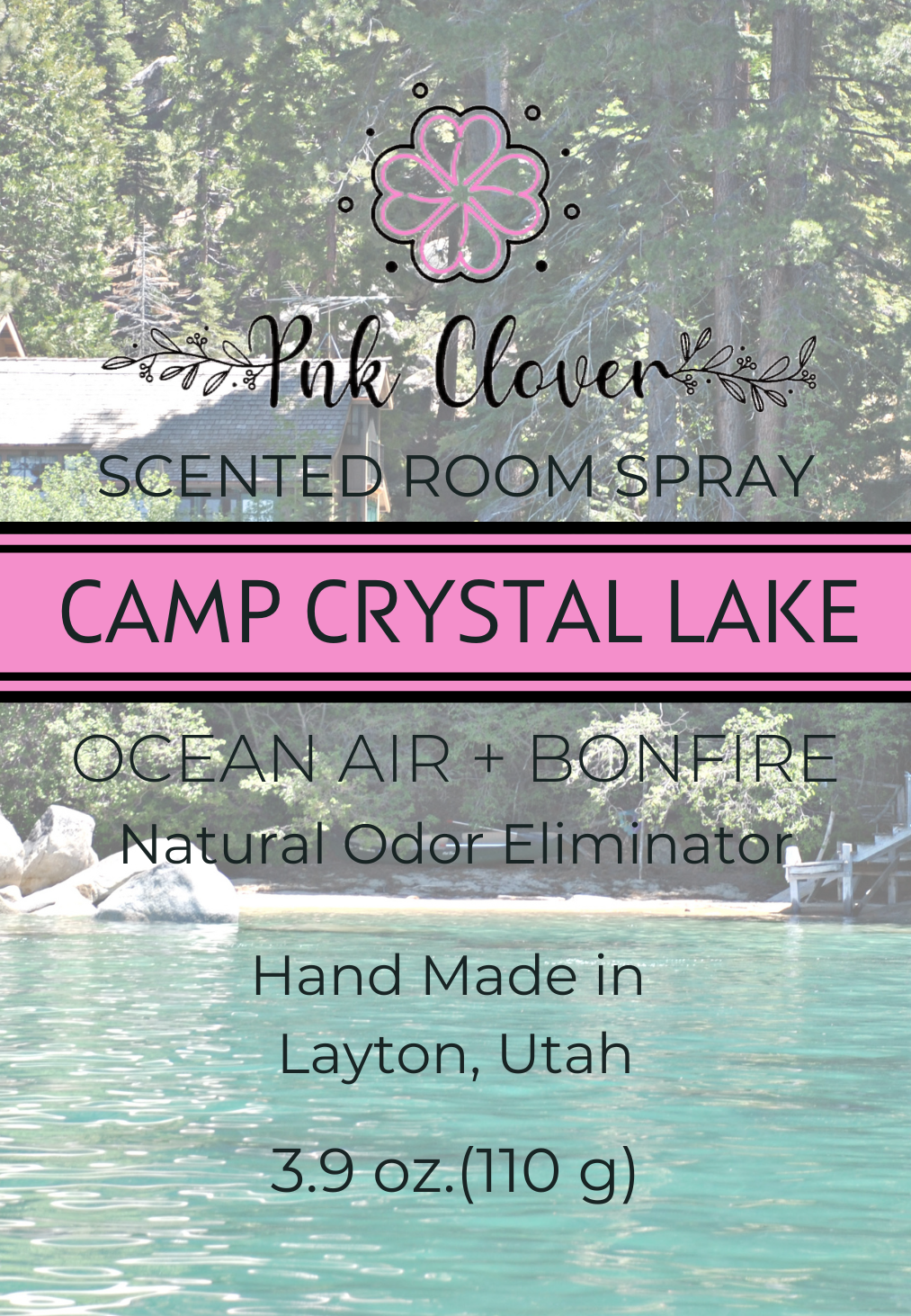 Camp Crystal Lake - Room Spray by Pnk Clover | Camp Crystal Lake Room Spray | 3.9oz Odor Eliminator Spray - Pnk Clover