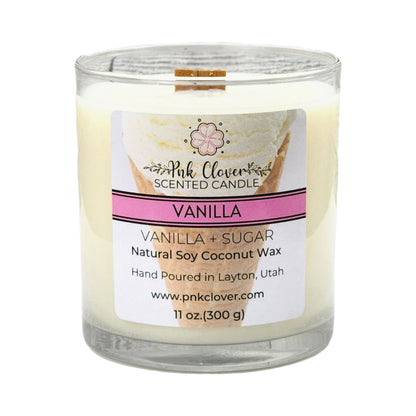 Vanilla - Candles by Pnk Clover | Vanilla Bean Scented Candle | Cozy Night In - 11oz Soy Coconut Wax - Pnk Clover