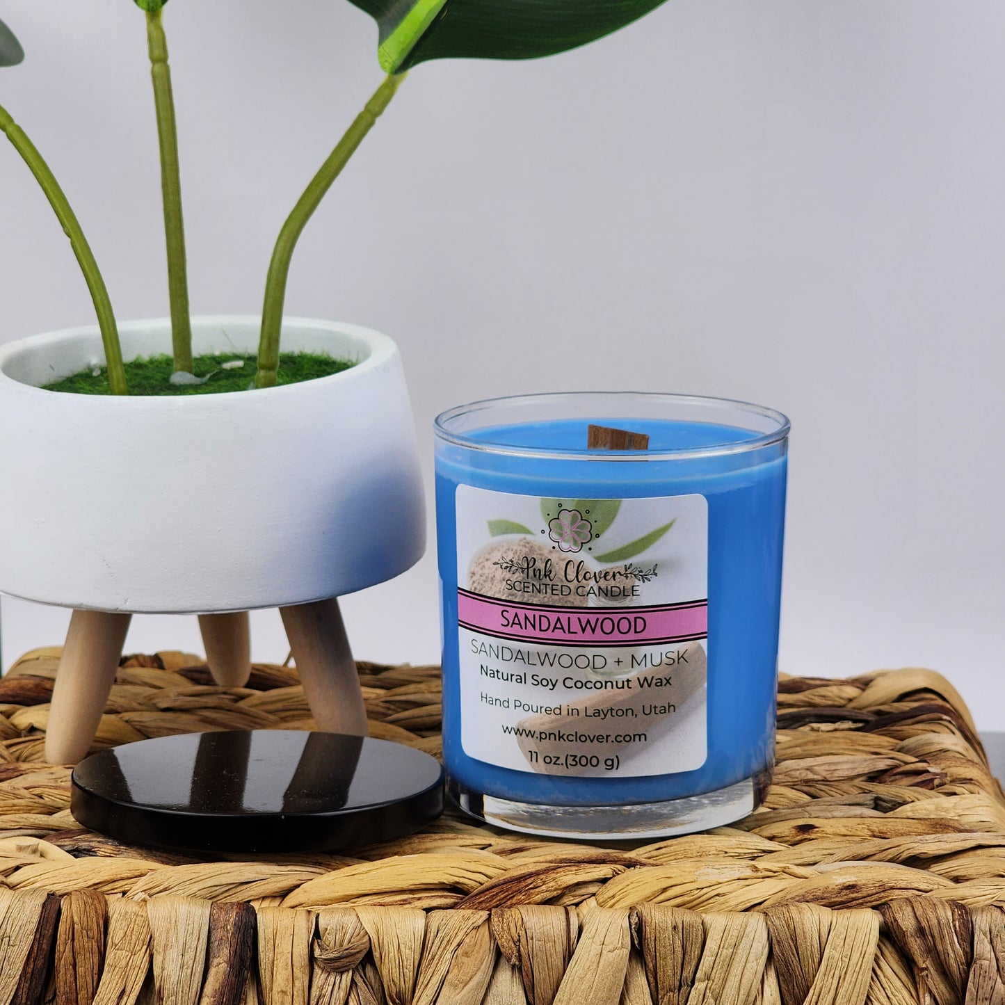 Sandalwood - Candles by Pnk Clover | Sandalwood Scented Candle | Earthy & Warm Fragrance for Cozy Homes - 11oz - Pnk Clover