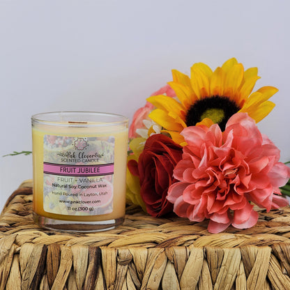 Fruit Jubilee - Candles by Pnk Clover | Fruit Jubilee Scented Candle | Sweet Aroma for Your Home - 11oz Soy Coconut Wax - Pnk Clover