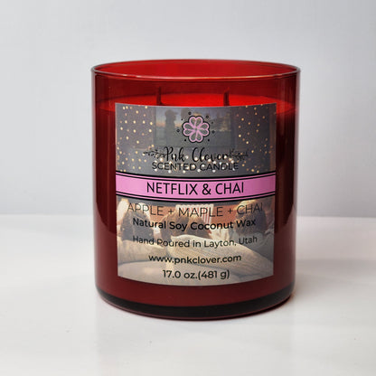 Netflix & Chai - Candles by Pnk Clover | Netflix & Chai Scented Candle | Cozy Ambiance - Soy Coconut Wax - Pnk Clover