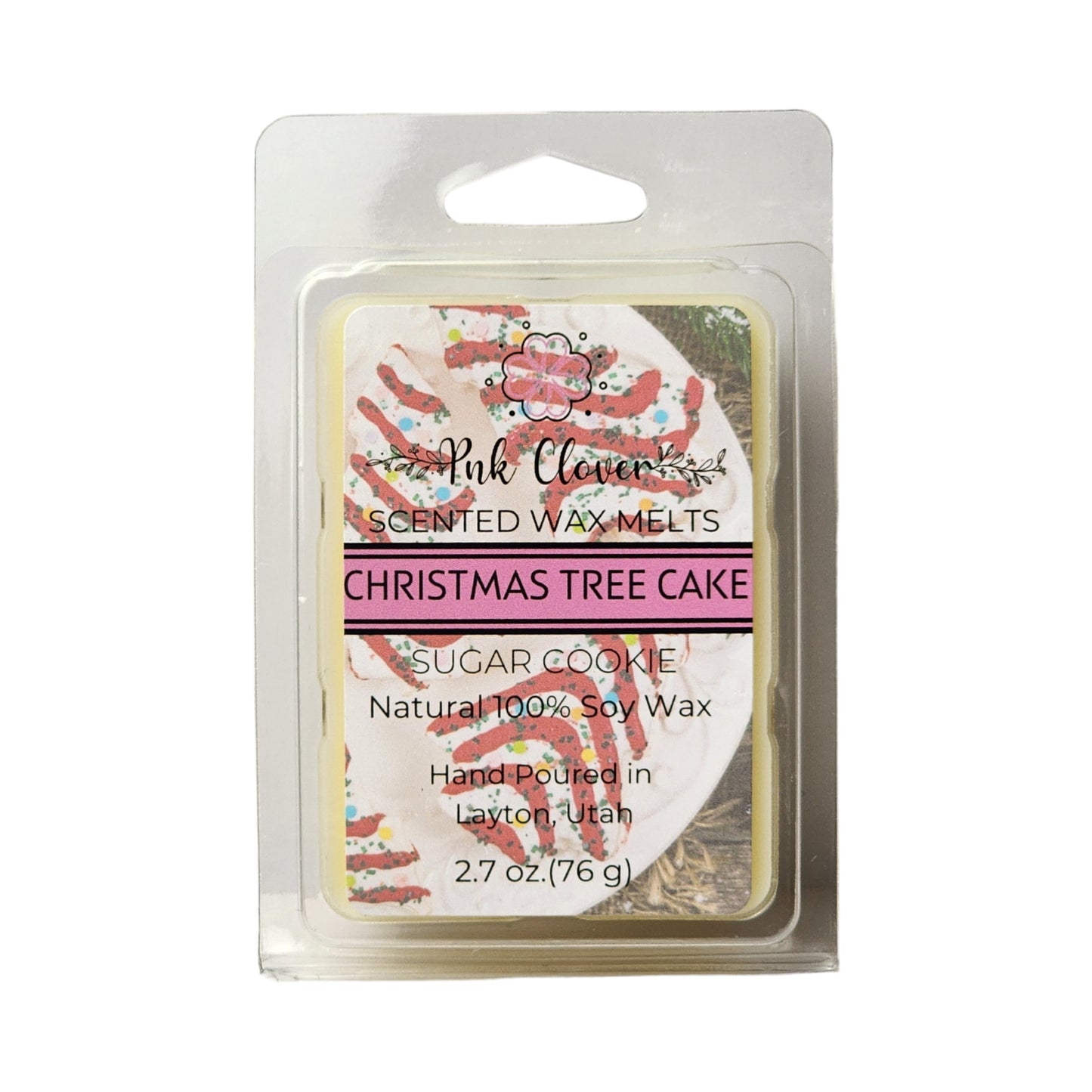 Christmas Tree Cake - Wax Melt by Pnk Clover | Christmas Tree Cake Scented Wax Melt | Cozy Ambiance - Soy Wax - Pnk Clover