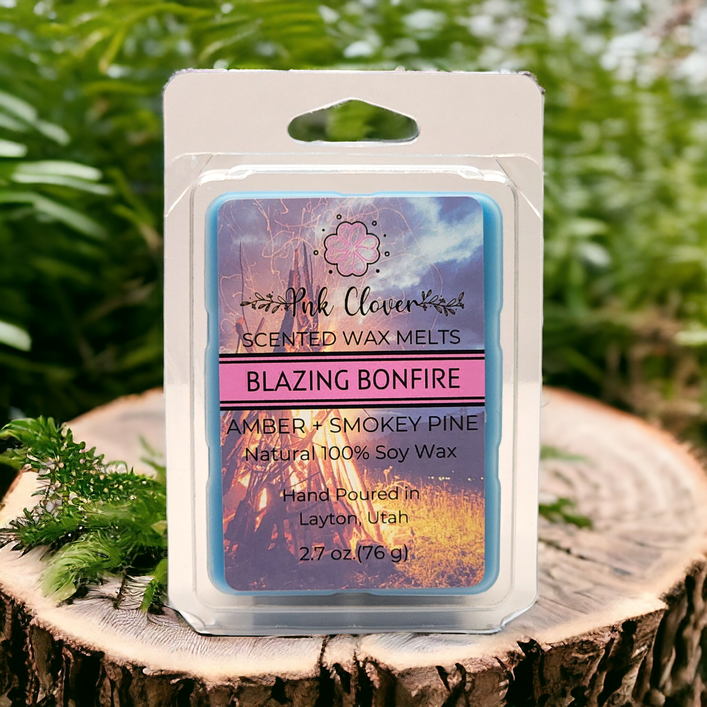 Blazing Bonfire - Wax Melt by Pnk Clover | Blazing Bonfire Wax Melts | Smoky Wood Scent | Natural Soy Wax Melt