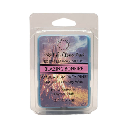 Blazing Bonfire - Wax Melt by Pnk Clover | Blazing Bonfire Wax Melts | Smoky Wood Scent | Natural Soy Wax Melt