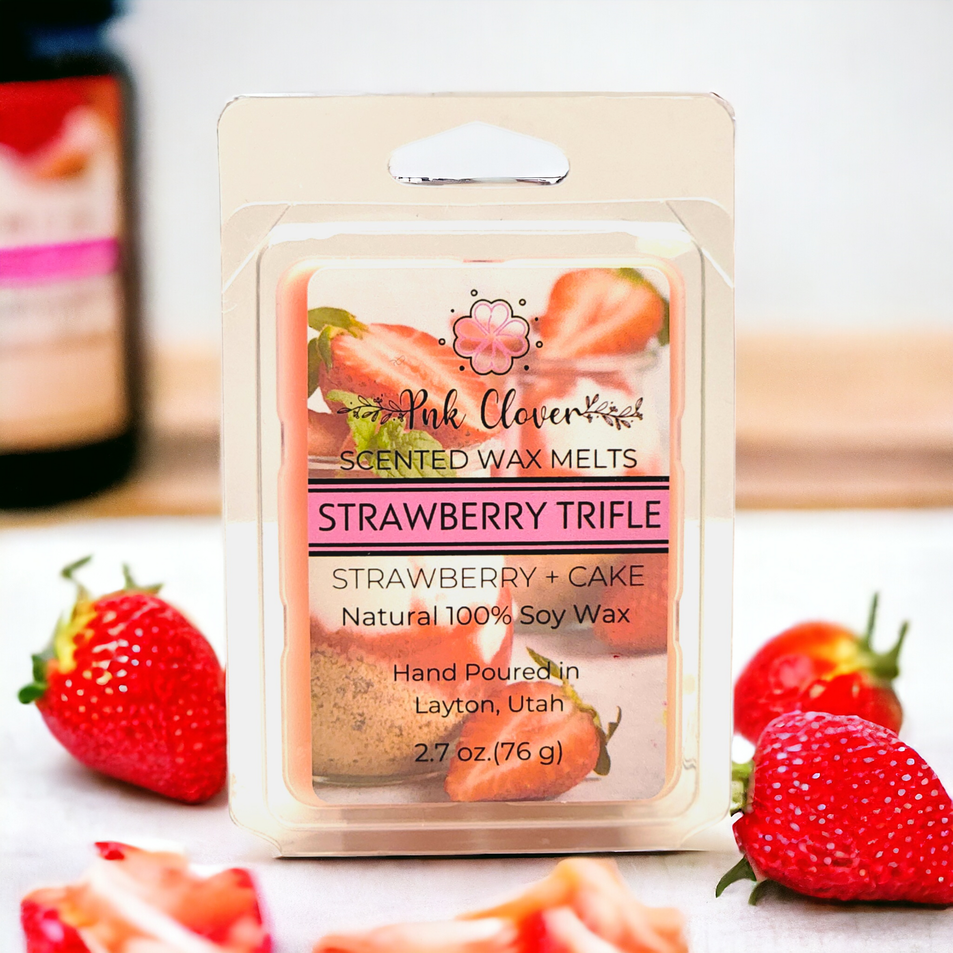 Strawberry Trifle - Wax Melt by Pnk Clover | Strawberry Trifle Wax Melts | Dessert-Scented Fragrance | Soy Wax Melt