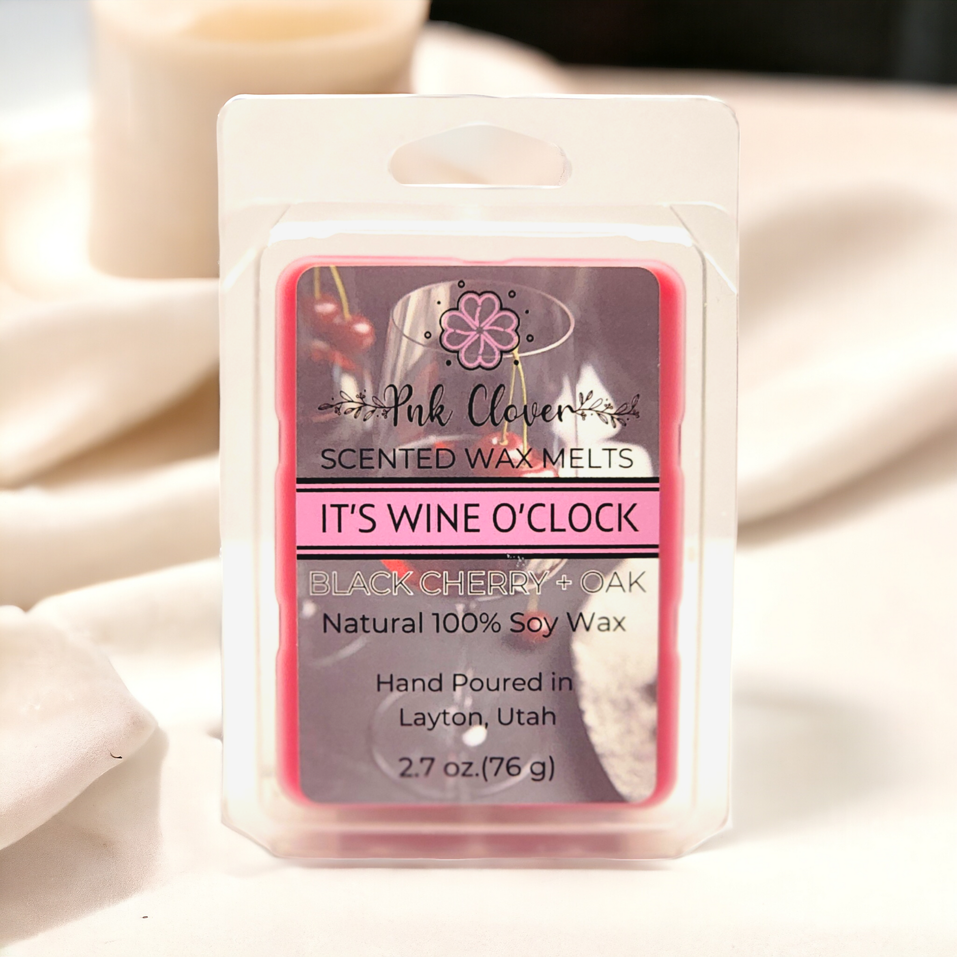 It's Wine O'clock (Black Cherry Merlot) - Wax Melt by Pnk Clover | Wine O'Clock Wax Melts | Black Cherry Merlot Fragrance | Soy Wax Melt