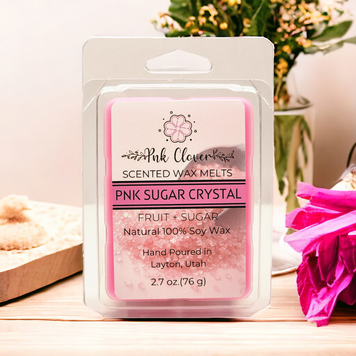 Pnk Sugar Crystal - Wax Melt by Pnk Clover | Pink Sugar Crystal Wax Melts | Sweet Aromatic Fragrance | Soy Wax Melt