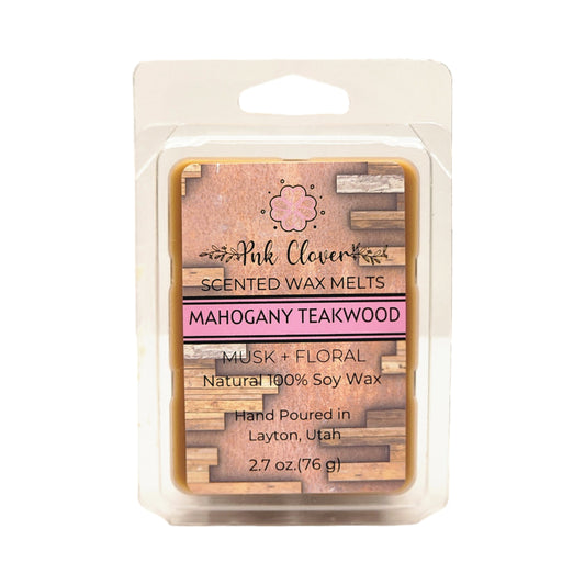 Mahogany Teakwood - Wax Melt by Pnk Clover | Mahogany Teakwood Wax Melts | Luxurious Wood Scent | Soy Wax Melt