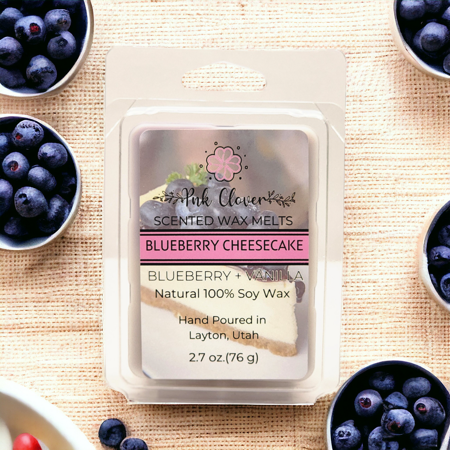 Blueberry Cheesecake - Wax Melt by Pnk Clover | Blueberry Cheesecake Wax Melts | Dessert-Scented Fragrance | Pure Soy Wax