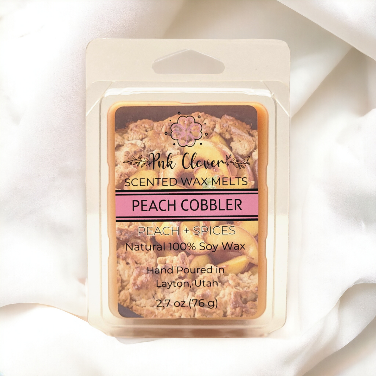 Peach Cobbler - Wax Melt by Pnk Clover | Peach Cobbler Wax Melts | Cozy Dessert-Inspired Scent Experience