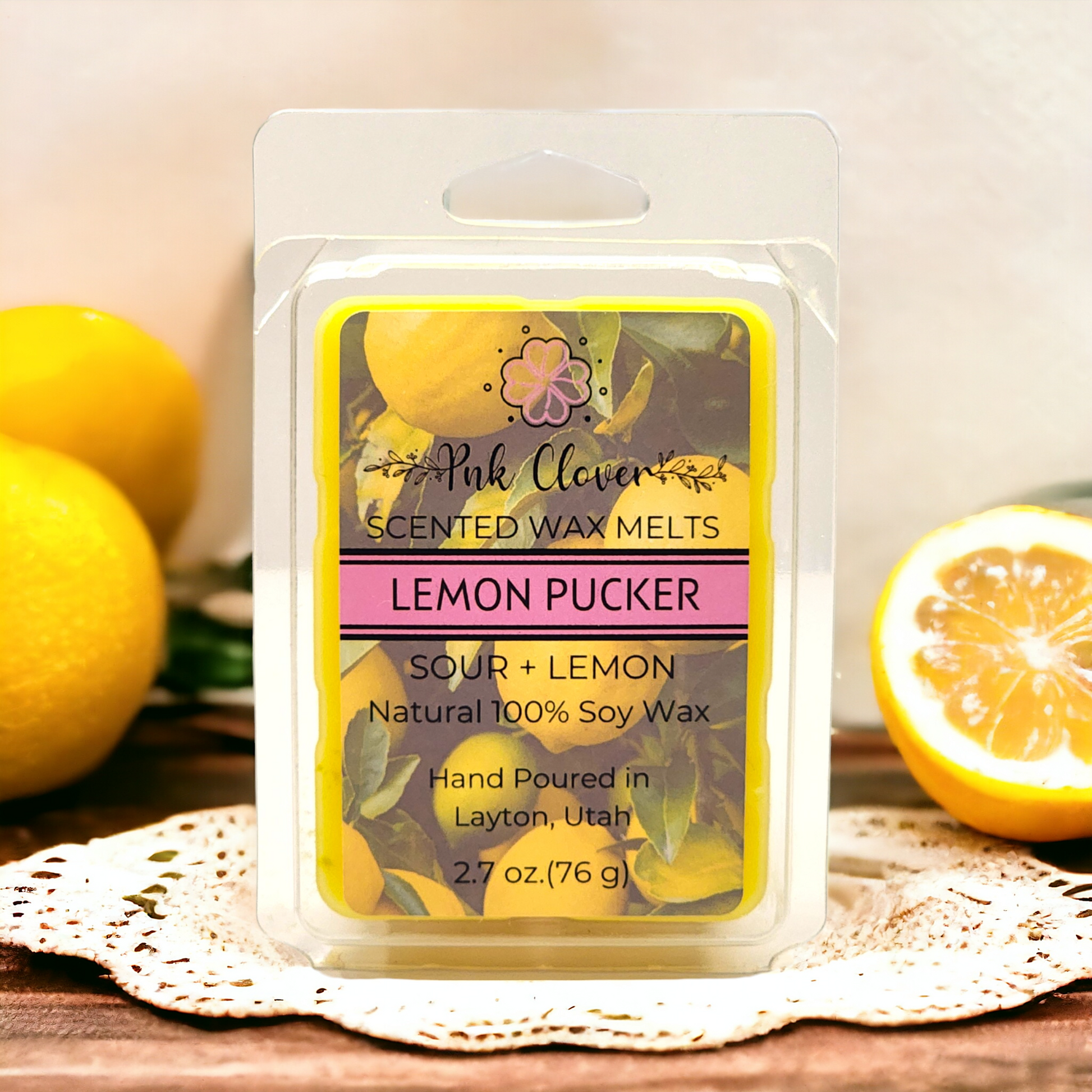 Lemon Pucker - Wax Melt by Pnk Clover | Lemon Pucker Wax Melts | Zesty Sweet Citrus Scent Experience | Soy Wax