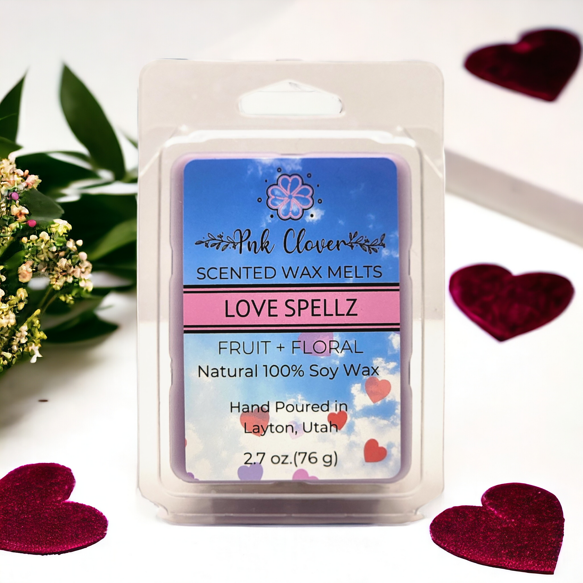 Love Spellz - Wax Melt by Pnk Clover | Love Spellz Wax Melts | Enchanting Floral & Fruity Fragrance | Soy Wax