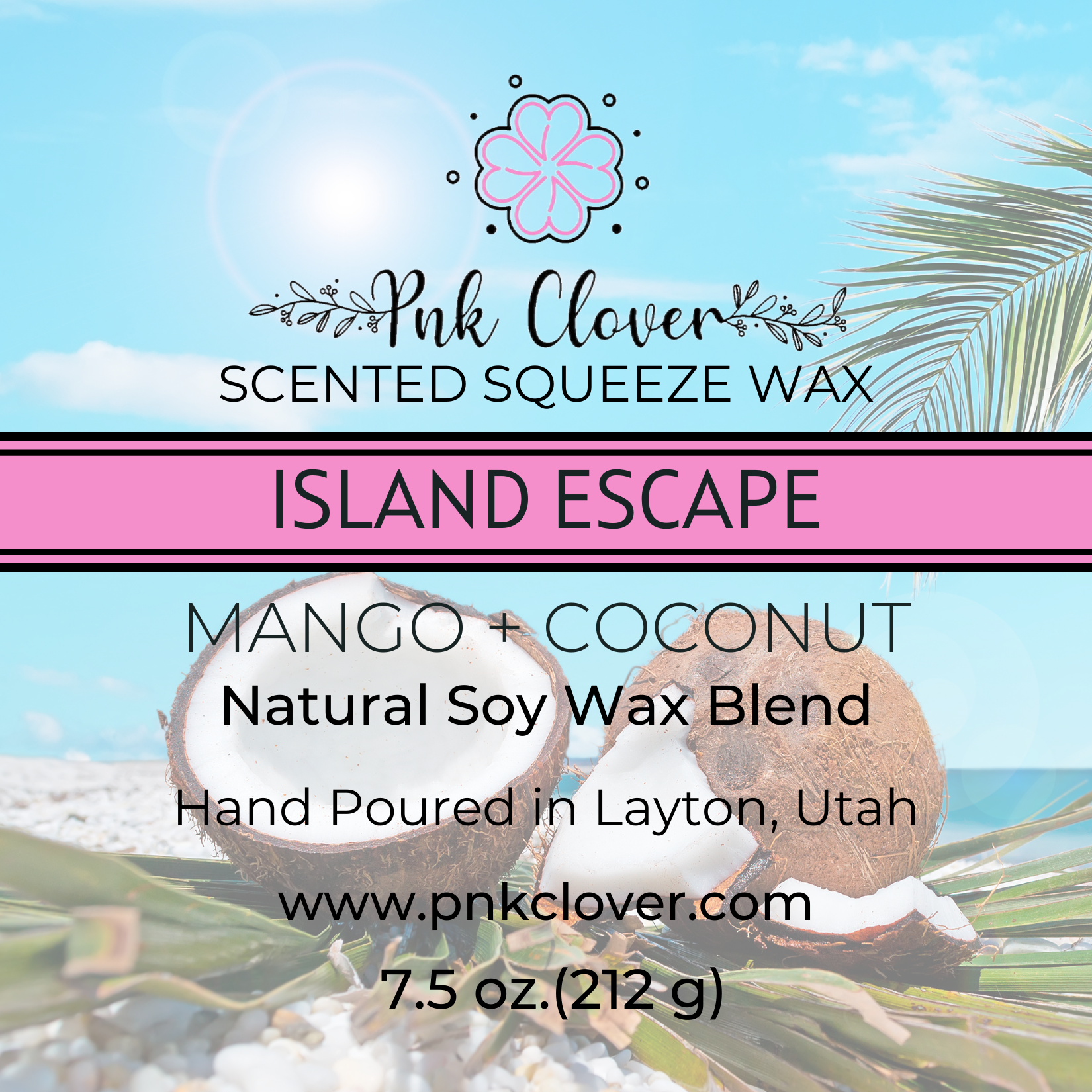 Island Escape - Squeeze Wax by Pnk Clover | Island Escape Mango & Coconut - Squeeze Wax Melt