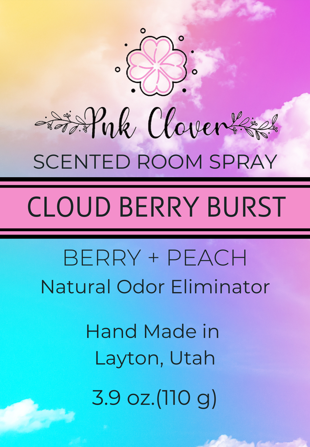 Cloud Berry Burst - Room Spray by Pnk Clover | Cloud Berry Burst Room Spray | 3.9oz Odor Eliminator Spray - Pnk Clover