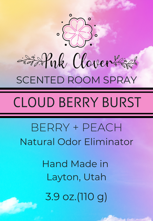 Cloud Berry Burst - Room Spray by Pnk Clover | Cloud Berry Burst Room Spray | 3.9oz Odor Eliminator Spray - Pnk Clover