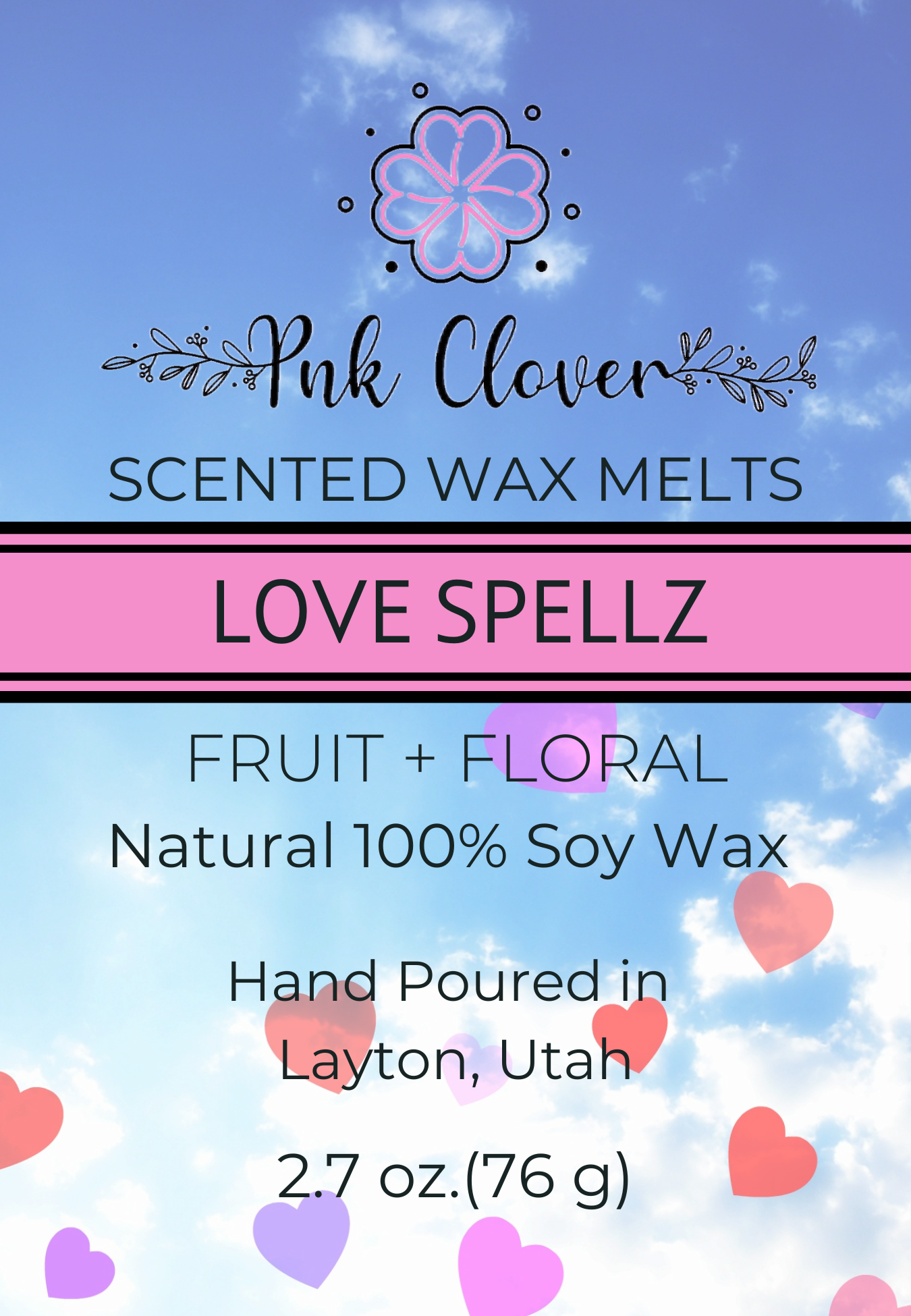 Love Spellz - Wax Melt by Pnk Clover | Love Spellz Wax Melts | Enchanting Floral & Fruity Fragrance | Soy Wax