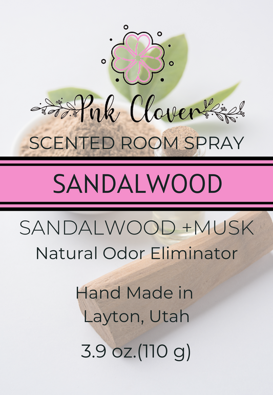 Sandalwood - Room Spray by Pnk Clover | Sandalwood Room Spray | 3.9oz Odor Eliminator Spray - Pnk Clover