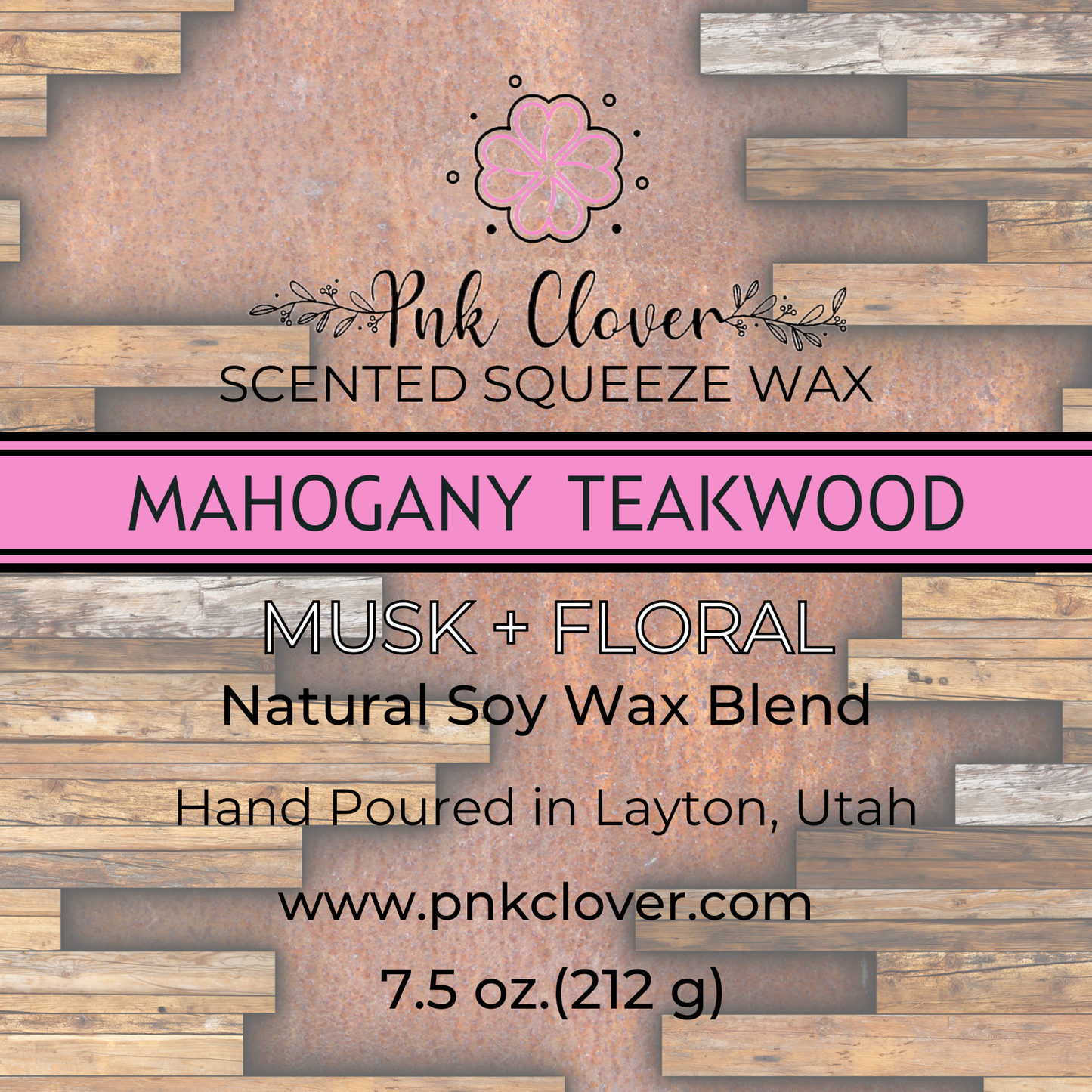 Mahogany Teakwood - Squeeze Wax by Pnk Clover | Mahogany Teakwood Scented Squeeze Wax | Floral Musk - Pnk Clover