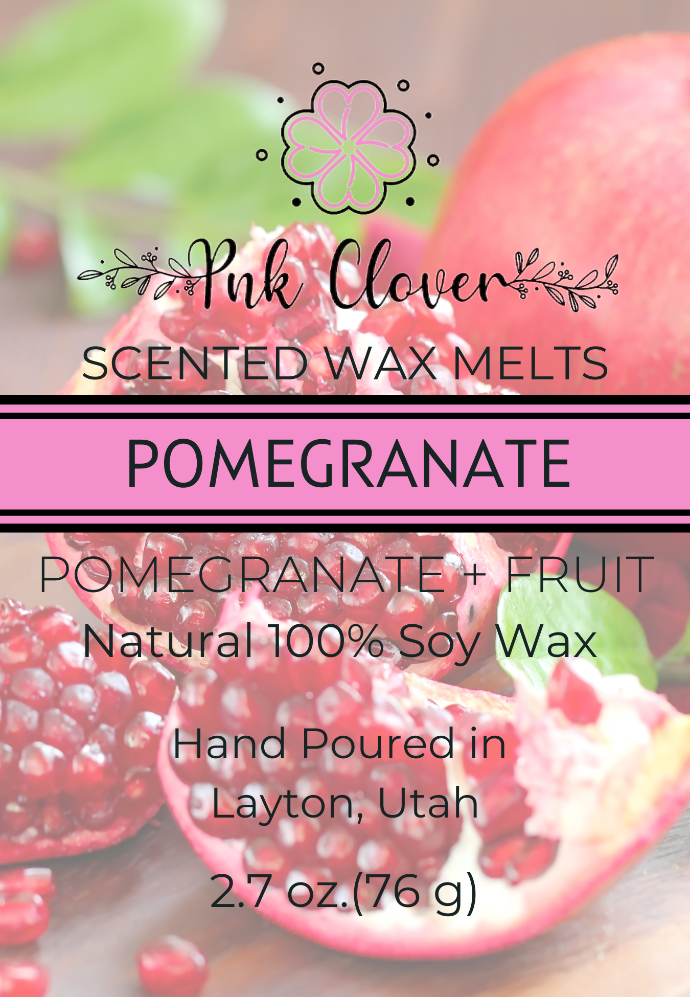 Pomegranate - Wax Melt by Pnk Clover | Pomegranate Wax Melt | Rich & Fruity Scented Wax for Warmers