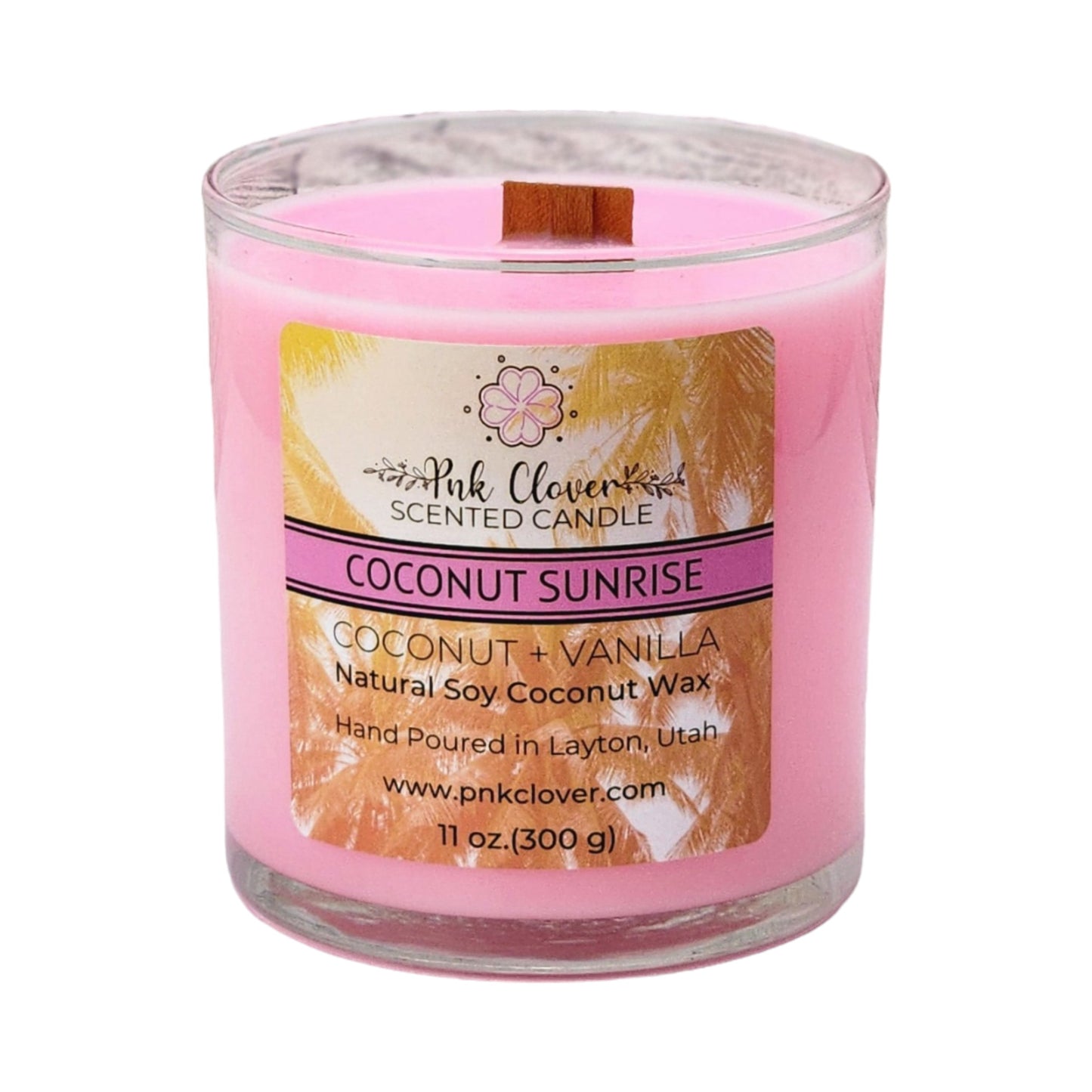 Coconut Sunrise - Candles by Pnk Clover | Coconut Sunrise Scented Candle | Embrace the Tropical Vibe - 11oz Glass Jar - Pnk Clover