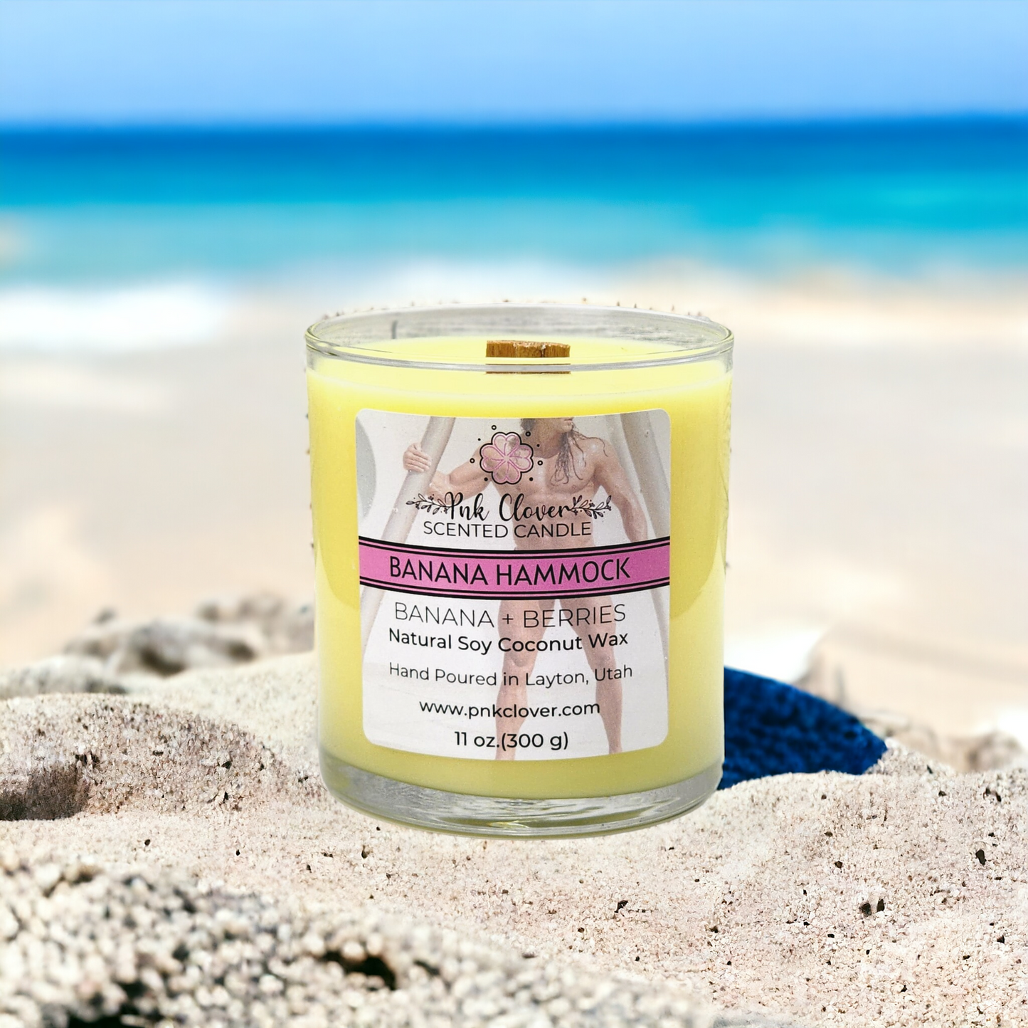 Banana Hammock - Candles by Pnk Clover | Banana Hammock Scented Candle |  11oz Glass Jar - Pnk Clover