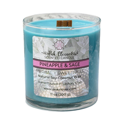 Pineapple Sage - Candles by Pnk Clover | Pineapple Sage Scented Candle | Tropical Aroma - 11oz Soy Coconut Wax - Pnk Clover