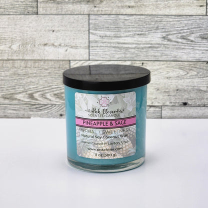 Pineapple Sage - Candles by Pnk Clover | Pineapple Sage Scented Candle | Tropical Aroma - 11oz Soy Coconut Wax - Pnk Clover