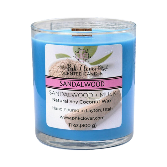 Sandalwood - Candles by Pnk Clover | Sandalwood Scented Candle | Earthy & Warm Fragrance for Cozy Homes - 11oz - Pnk Clover