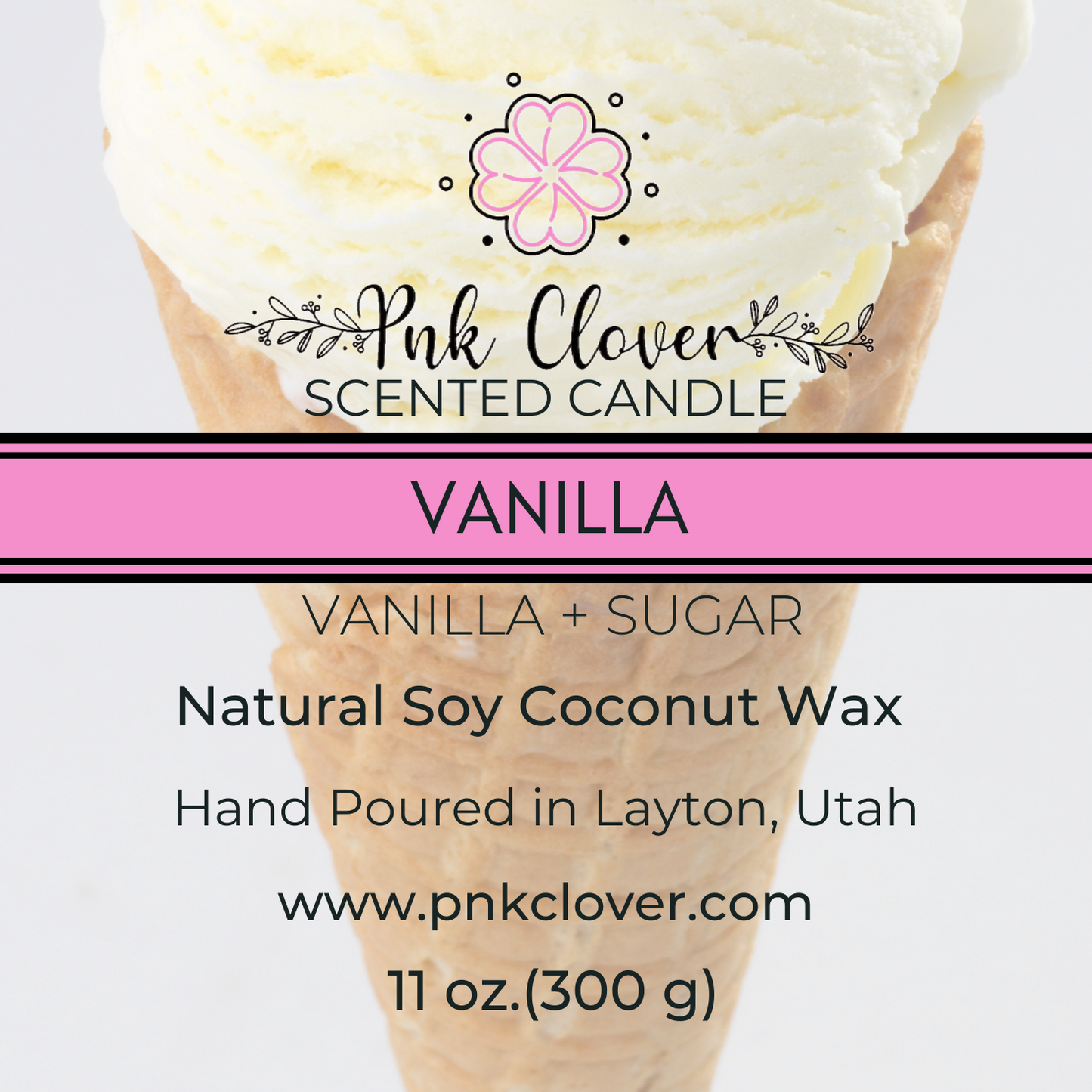 Vanilla - Candles by Pnk Clover | Vanilla Bean Scented Candle | Cozy Night In - 11oz Soy Coconut Wax - Pnk Clover