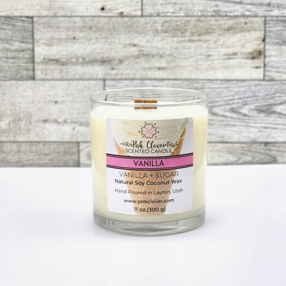 Vanilla - Candles by Pnk Clover | Vanilla Bean Scented Candle | Cozy Night In - 11oz Soy Coconut Wax - Pnk Clover