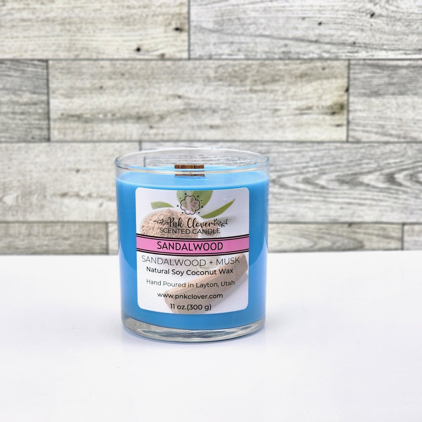 Sandalwood - Candles by Pnk Clover | Sandalwood Scented Candle | Earthy & Warm Fragrance for Cozy Homes - 11oz - Pnk Clover