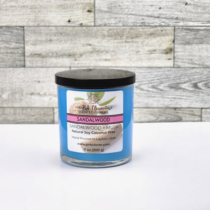 Sandalwood - Candles by Pnk Clover | Sandalwood Scented Candle | Earthy & Warm Fragrance for Cozy Homes - 11oz - Pnk Clover