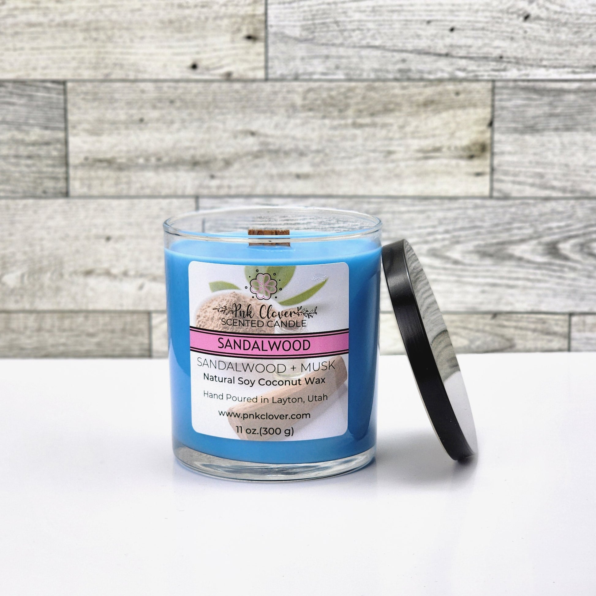 Sandalwood - Candles by Pnk Clover | Sandalwood Scented Candle | Earthy & Warm Fragrance for Cozy Homes - 11oz - Pnk Clover