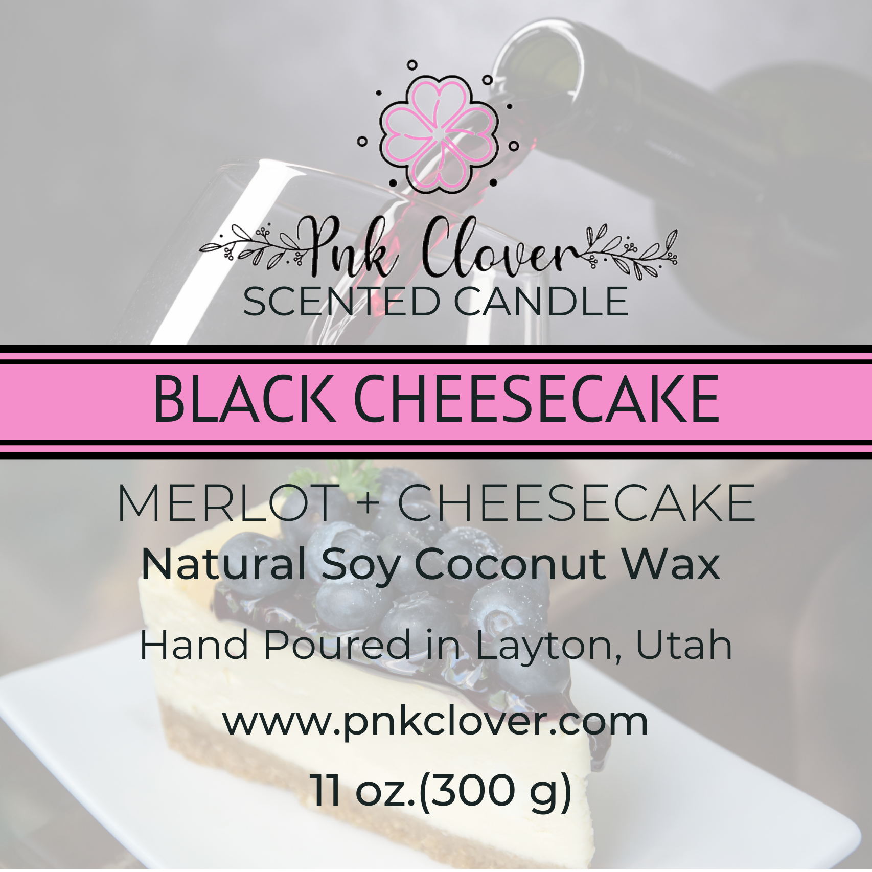 Black Cheesecake - Candles by Pnk Clover | Black Cheesecake Scented Candle | Hand-Poured 11oz Tumbler Jar