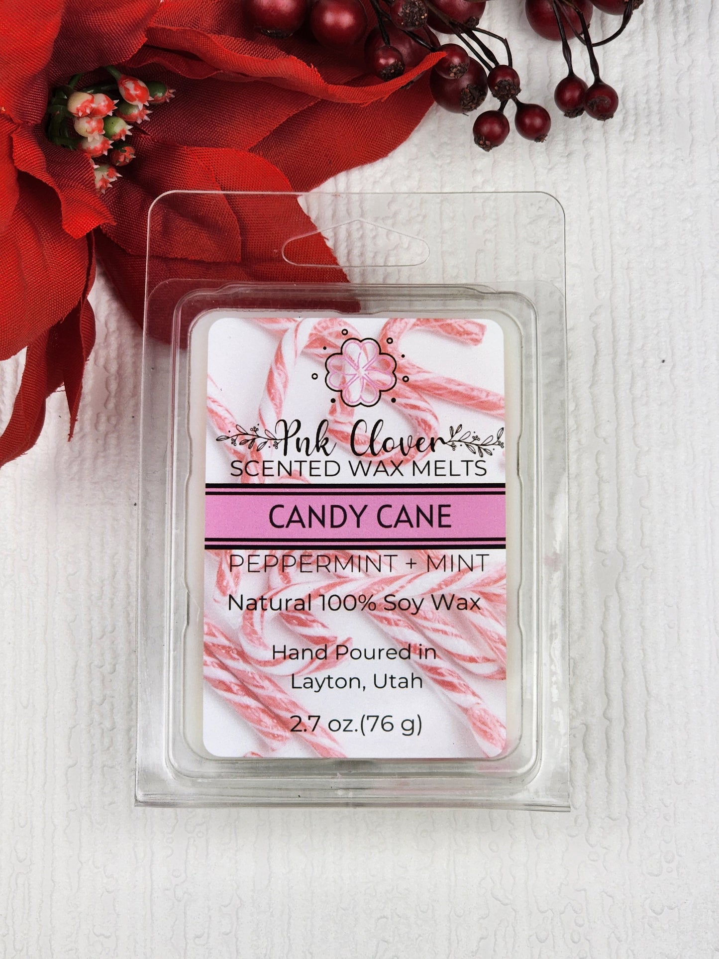 Candy Cane - Wax Melt by Pnk Clover | Experience the Festive Aroma of Candy Cane - Wax Melt