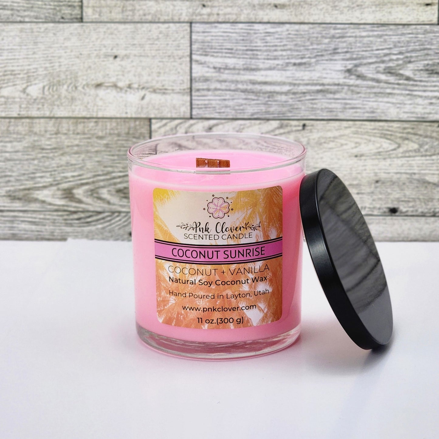 Coconut Sunrise - Candles by Pnk Clover | Coconut Sunrise Scented Candle | Embrace the Tropical Vibe - 11oz Glass Jar - Pnk Clover